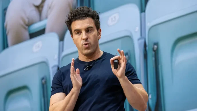 Airbnb CEO Brian Chesky speaking